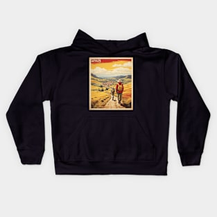 Camino de Santiago Spain Travel Tourism Retro Vintage Kids Hoodie